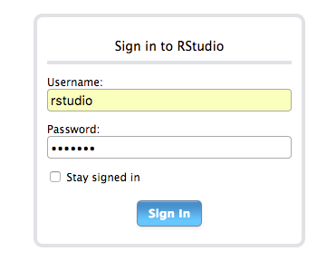 Use 'rstudio' for both login and password.